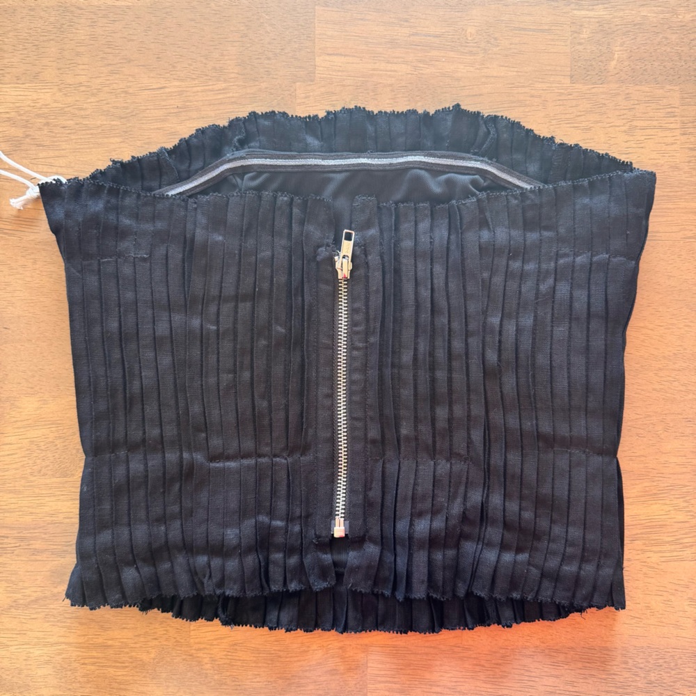 STAUD Parma Strapless Pintuck Linen Corset Top Black Size 6 NWT - Picture 5 of 15